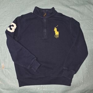 Polo Ralph Lauren Kids Size 7 Quarter Zip Long Sleeve Pullover-Navy Big Pony